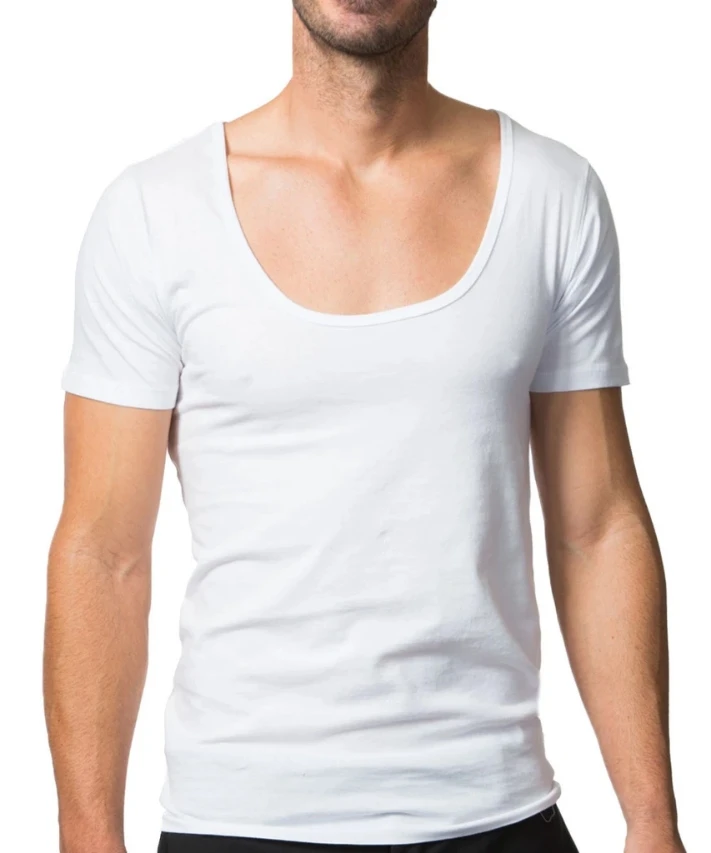 100% Combed Cotton Pre-shrinkage Men Customize Logo O V Neck Casual Sports Anti-shrink Tshirt