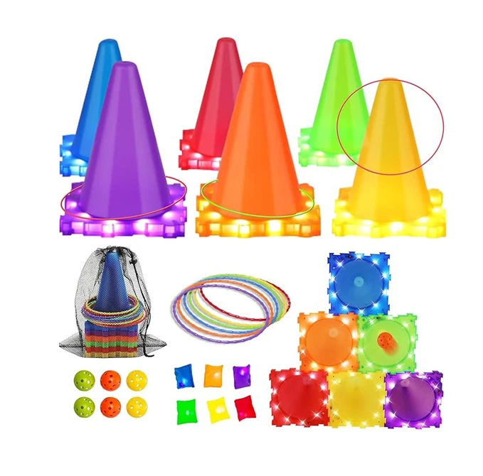 3-in-1 Carnival Games for Kids with LED Lights Ring Toss Game outdoor toys for Toddlers Game for Family Party