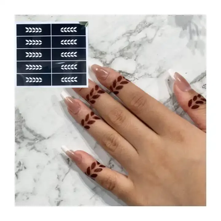 Factory Free Samples Finger Henna Stencil Reusable Henna Finger Tattoo Stencils Painting Tattoo Hand Small Finger Stencil