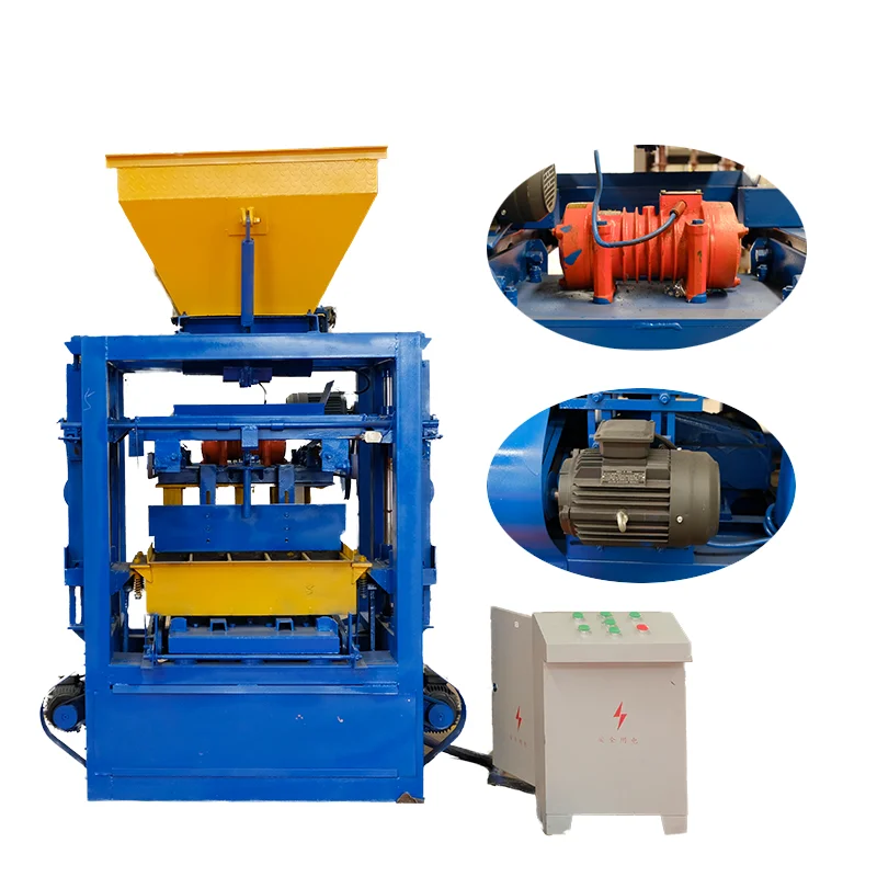 qt4-24 block making machine semi automatic hollow hallow concrete cement interlock brick make machinery