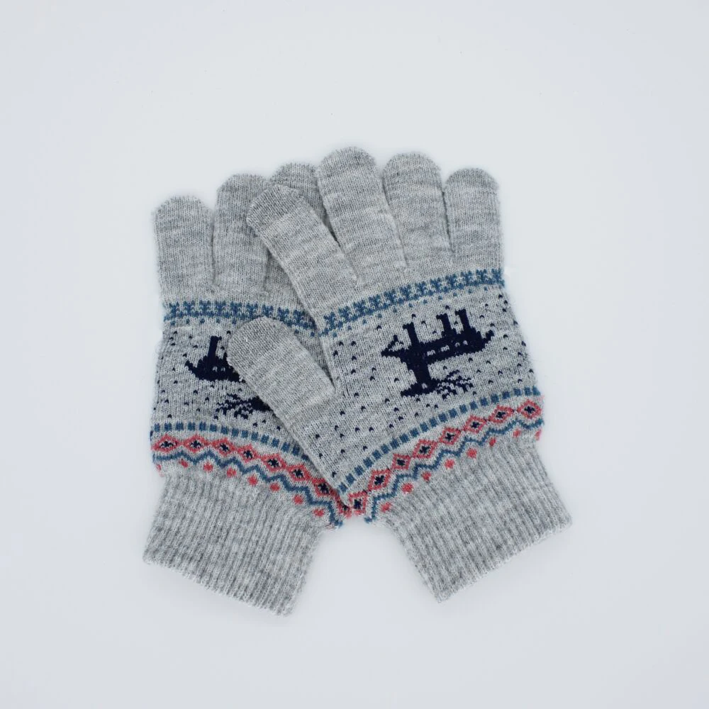 cheap price acrylic Knit touch screen jacquard warm kids winter gloves