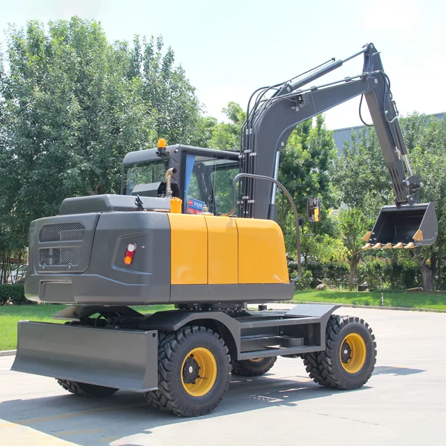 Best Price 7.5 Ton Hydraulic Wheeled Excavators diesel engines construction site excavator machine Digger Excavators For Sales