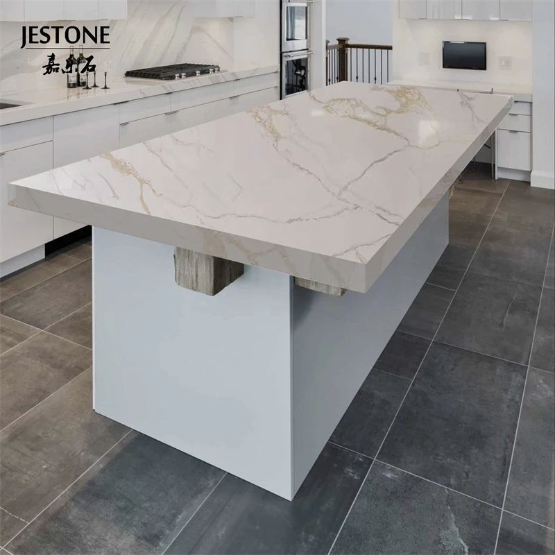 Chinese  Big sheets Wholesale Price White Calacatta Polished Artificial Quartz Stone Slabs For Kitchen Countertop