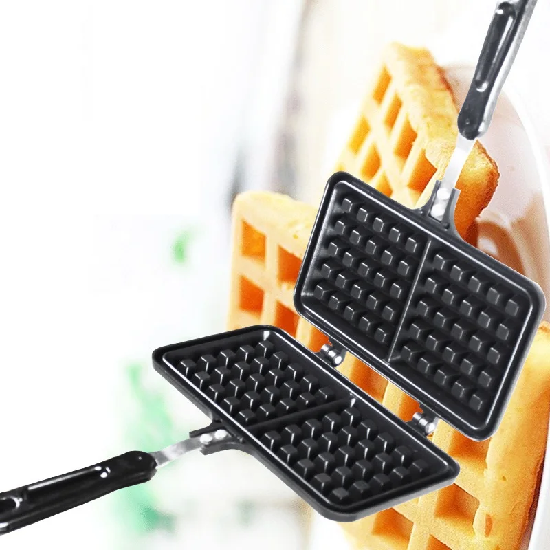 Portable Non-stick Pan Baking Machine Mould Black Egg Waffle Mould Rotary Hot Waffle Baker