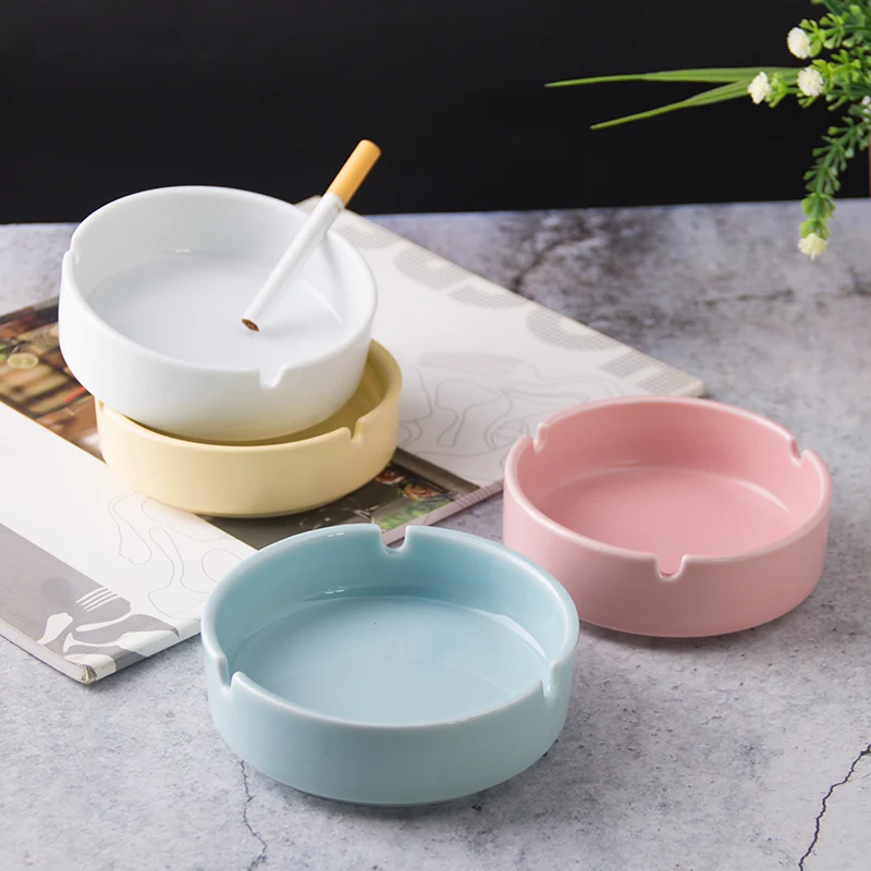 Factory Eco Friendly Glazed Colorful Custom Logo Modern Golden Ash tray Ceramic Car Cigar Ashtray Outdoor For Office