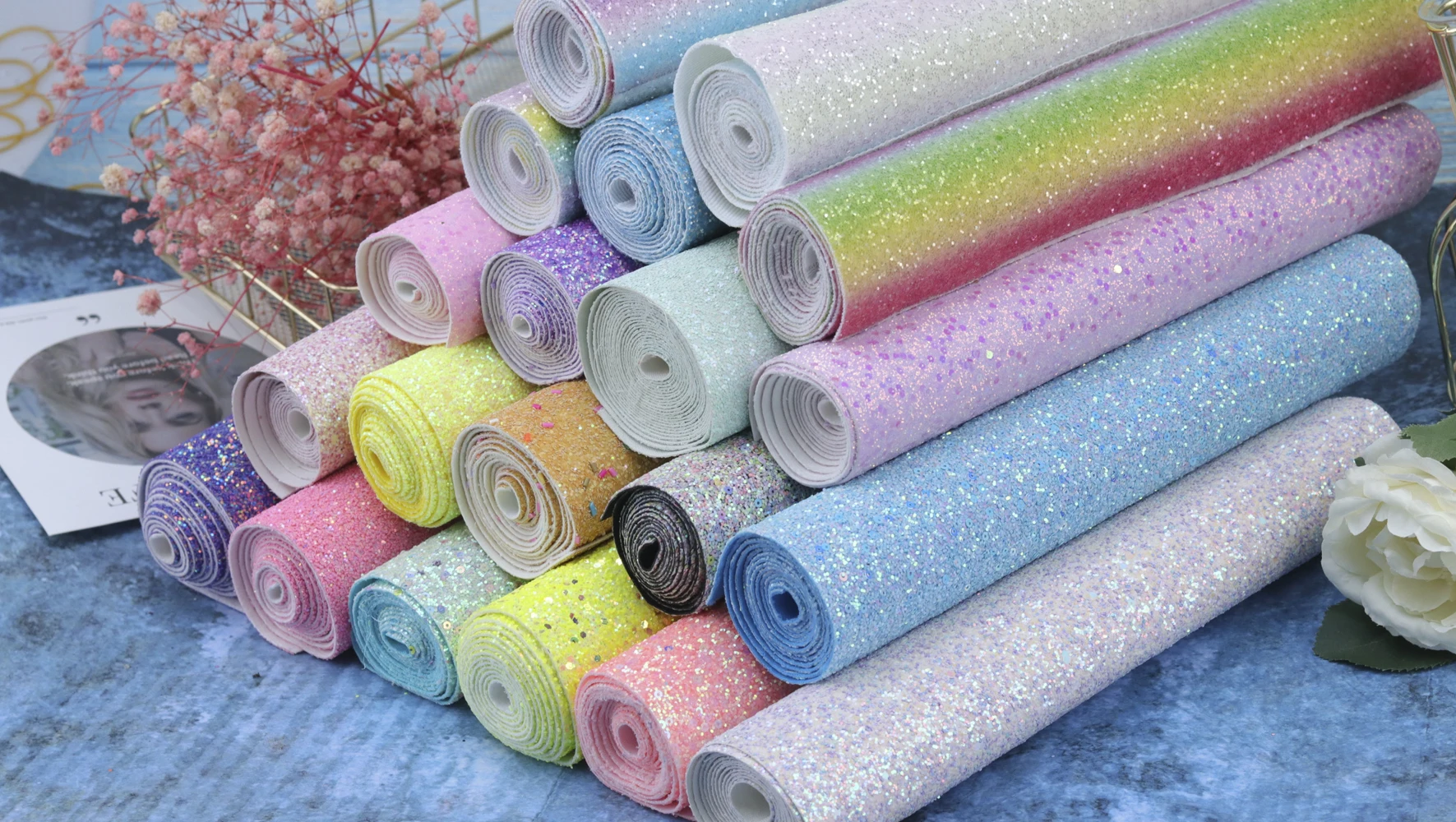 RMS newly designed 30x135cm DIY Thick Shiny leather roll design clothing bag accessories