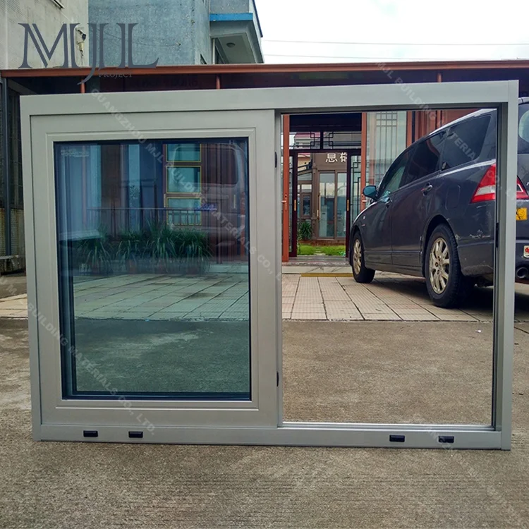 MJL Custom size silver interior aluminum sliding window frame price philippines tempered glass lowes glazed