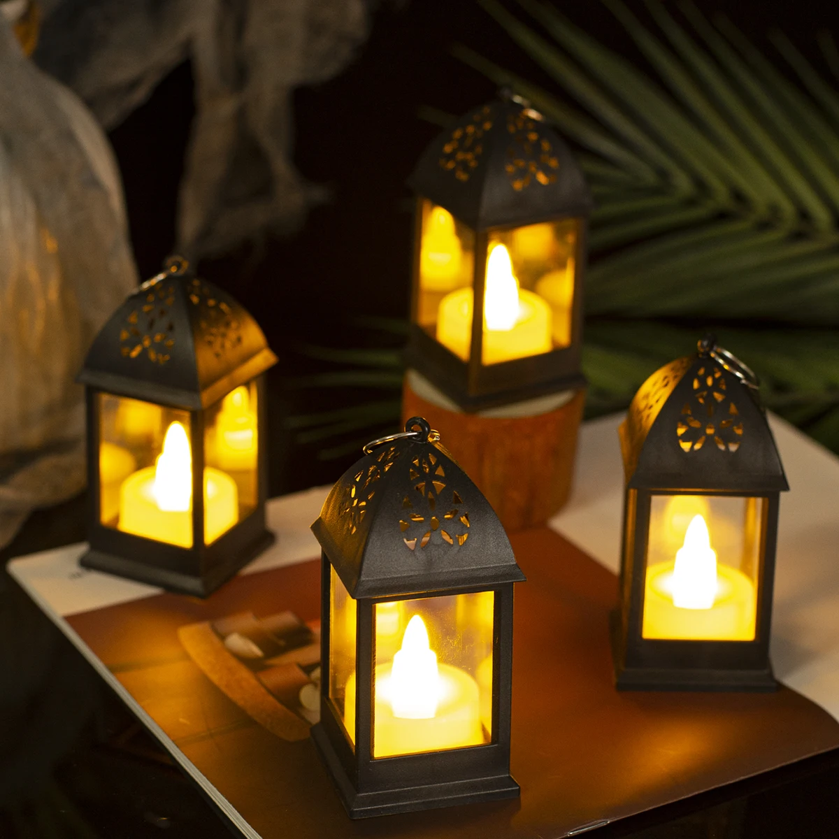 Plastic Mini Hollow Top Wind Light LED Warm Optoelectronic Candle Wind Light Festival Decoration Home Party Atmosphere Ornament