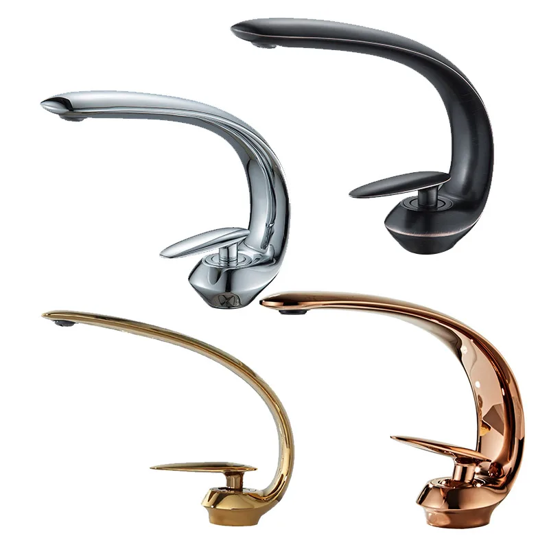 
Luxury Designed Gold Brass Water Tap Bathroom Sink Chrome Basin Faucet 