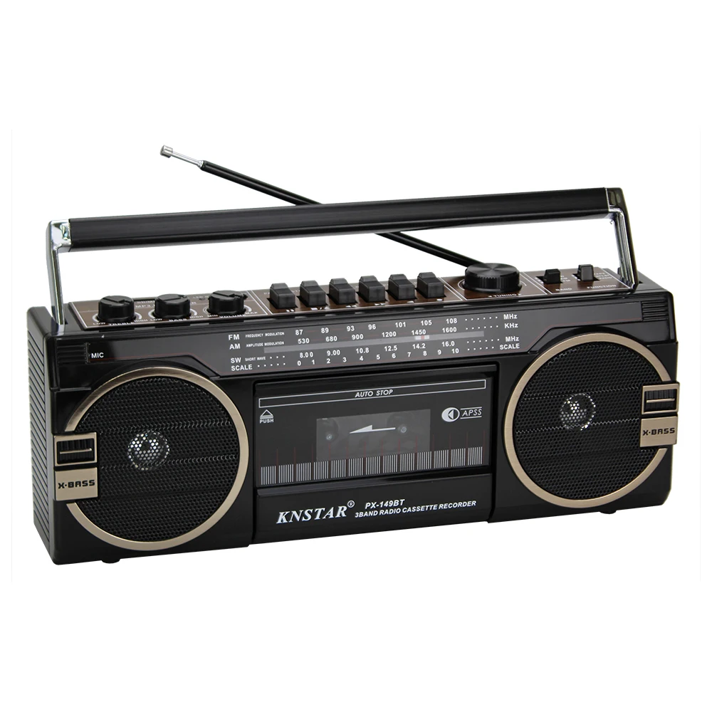 2022 double speaker cassette recorder player fm am sw radio AC DC wireless speaker PX-149BT