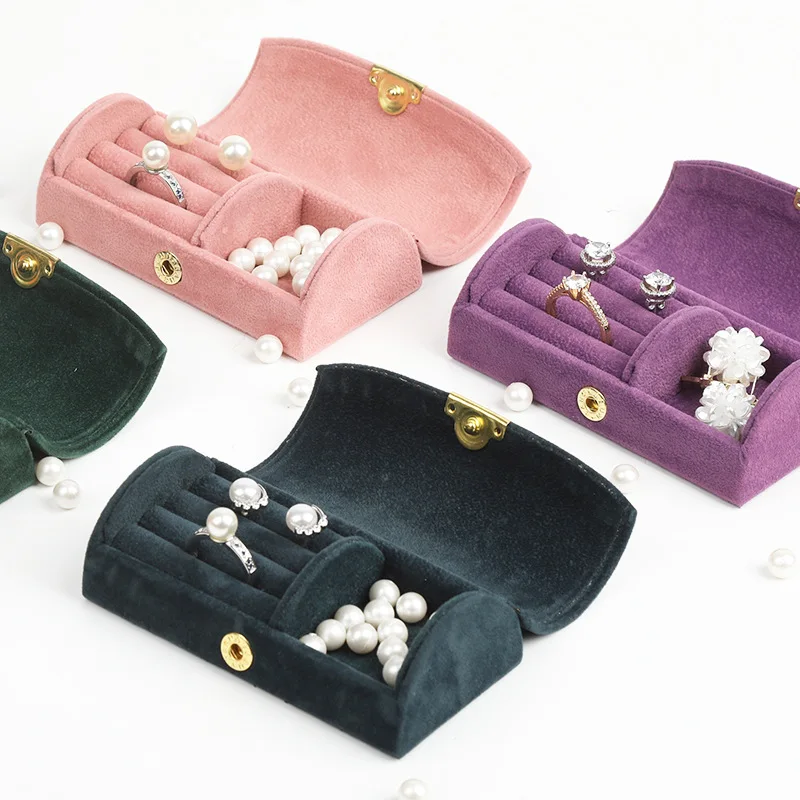 Packaging Storage Suede Jewelry Ring Box Wedding Luxury Engagement Ring Velvet Box