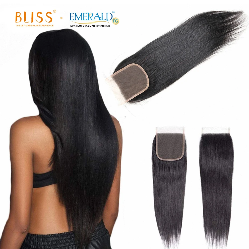 Bliss Emerald Virgin Remy Brazilian 4x4 Lace Closure Straight Cuticle Aligned Cheap Price Closure Best Hair with Baby Hair