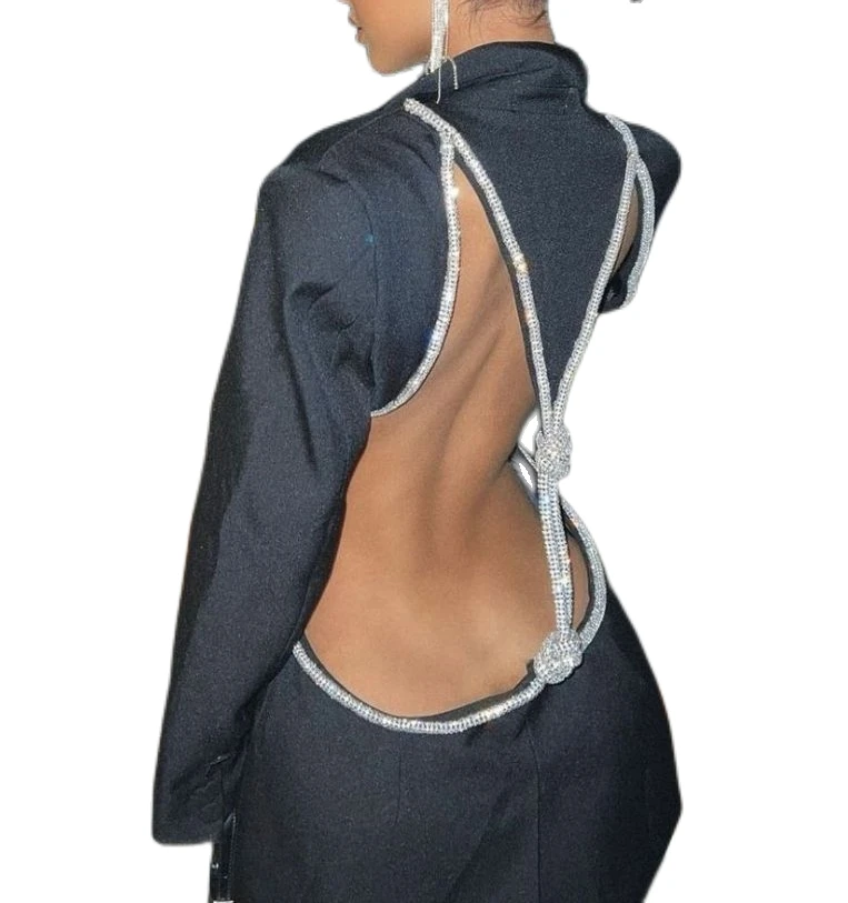 J&H 2023 new arrivals feather maxi dress shinny sequin high slit evening gown for women elegance hollow out party dress