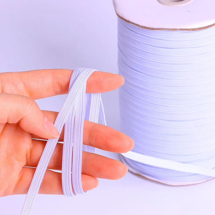 China factory wholesale flat 1/4 braided elastic white