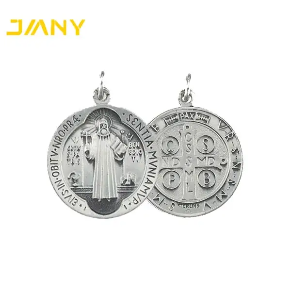 Benedict Medal St Benedictine Antique Crucifix Necklace Saint Color Medals Wholesale Colorful Stainless Steel