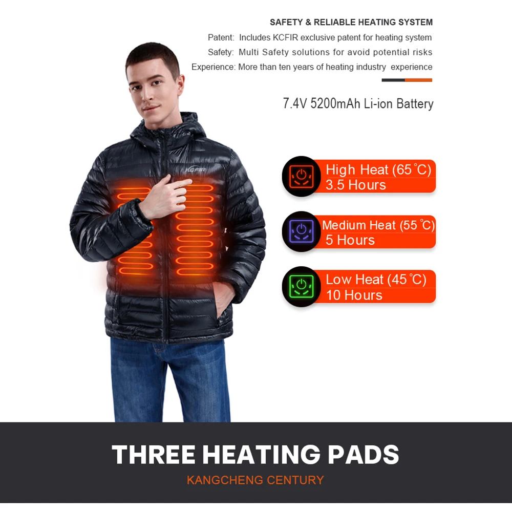 clothes wholesale safety thinsulate carbon fiber  button battery electronic rechargeable power bank self heating heated jacket
