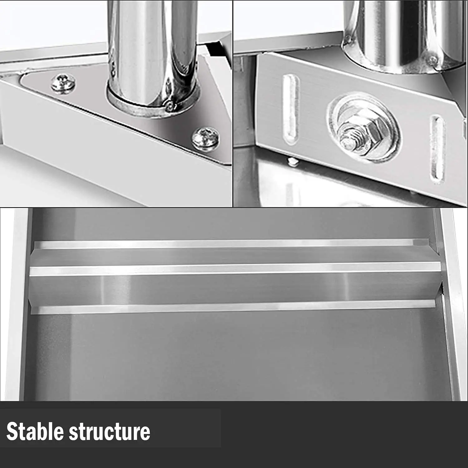 Double Layer Commercial Kitchen Table Multi Functional 7 Feet Stainless Steel Restaurant Catering Work Table with Back Splash