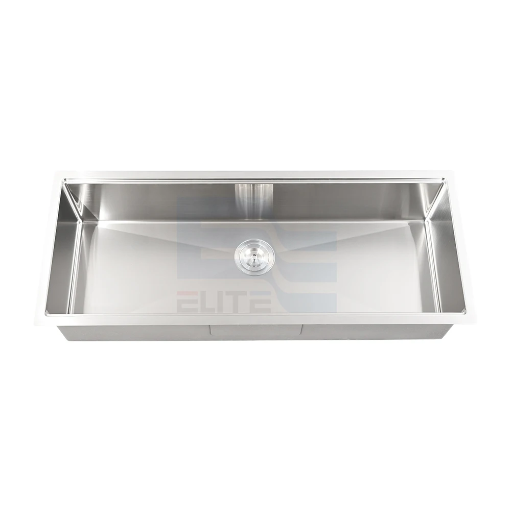 large double tier handmade kitchen undermount channel sink single bowl with drying dish accessories