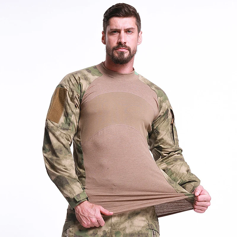 Men Outdoor Uniforms Shirt Stretch Nylon In Multicam Color Long Sleeve Wear Frog Suit Combat Shirt