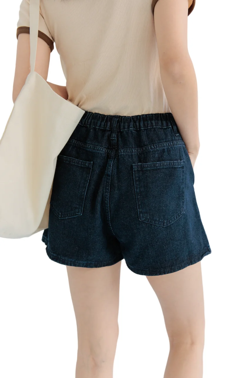 Summer Hot Sale Short Jeans Elastic Waistband Back A Line Shorts Denim Jeans For Women