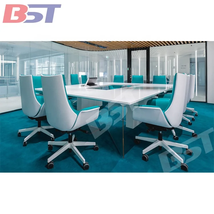 Custom size artificial stone office furniture 6 -8 person conference table