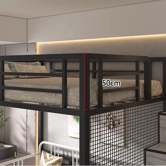 Staff bed under the table integrated bed students bunk under the cabinet elevated bed dormitory iron double