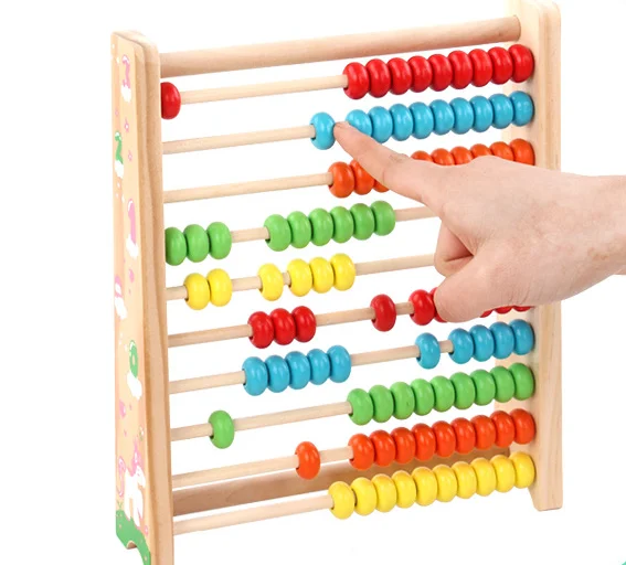 wooden children ten files arithmetic abacus early education montessori teaching aids act study materials montessori toys