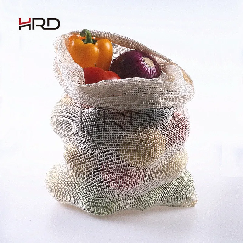 2020 factory Reusable produce organic cotton mesh produce bags for vegetable and fruit
