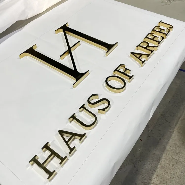Custom Metal Wall Letters Business Signs Gold Indoor Mirrored Signs Stainless Steel Company Logo