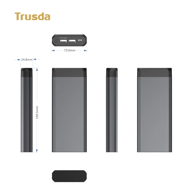 
TRUSDA S906.PD60W 2021 QC 3.0 and PD 3.0 superior portable laptop 30000mah external battery 20v usb c fast charge custom brand 