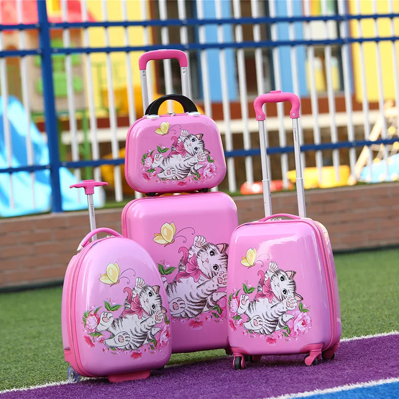 Fancy travel boarding makeup case hard school trolley luggage bag set