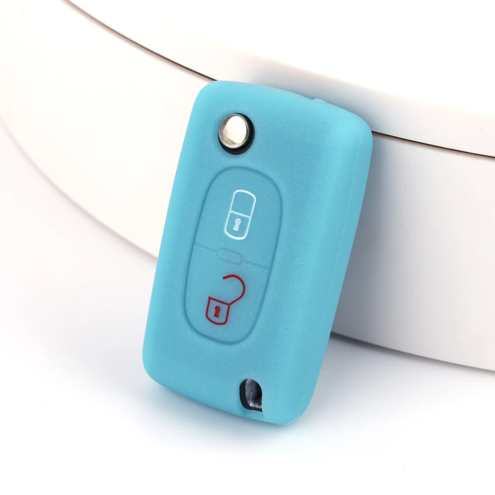 High Quality Multiple Color Options Silicone Folding 2 Buttons Car Key Cover Case