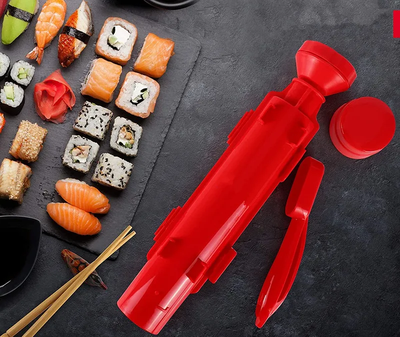 Home Plastic Sushi Maker Machine Bamboo Sushi Maker Roller Non Stick  Bamboo Chopsticks Avocado Slicer