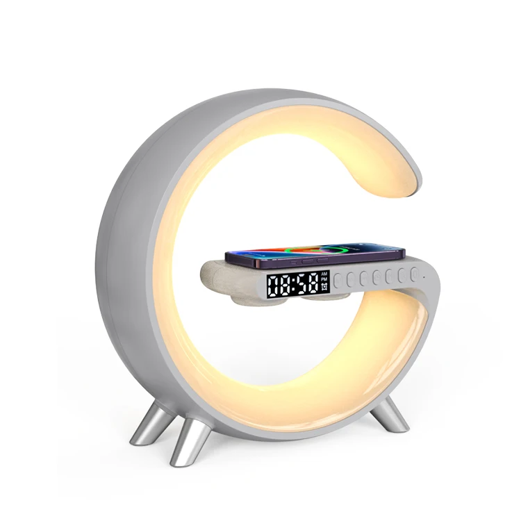 Многофункциональное Быстрое беспроводное зарядное устройство 15 Вт Rgb Light G-образный работает App 40 2 Type-c быстрый контроль времени будильник Bt