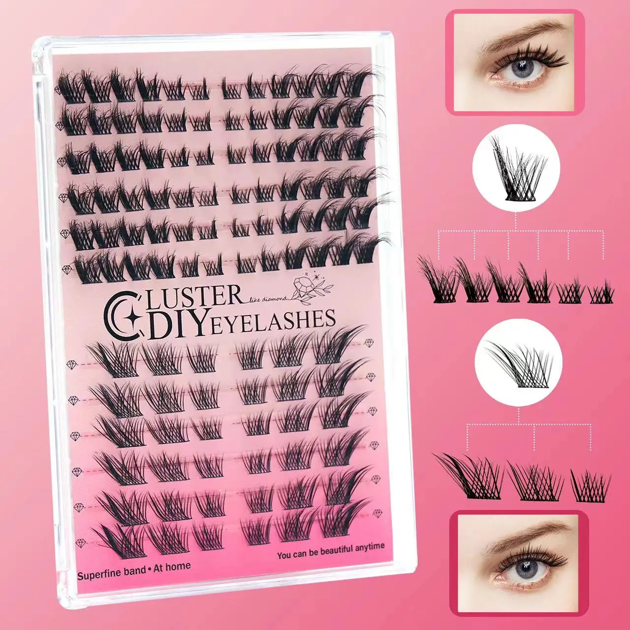 Eyelash Colorful Cluster Segmented Diy Eyelash Soft Colored Lashes C D L Curl Faux Mink Mix Length Diy Color Volume Eyelashes