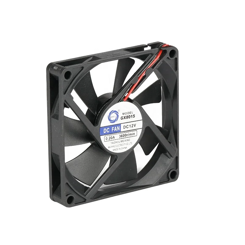 GX8015 12V/24V 80x80x15mm MEIXING DC Axial Fan Ball Sleeve Plastic Case Plastic Fan Blade Back High Speed Cooling Radiastor Fan