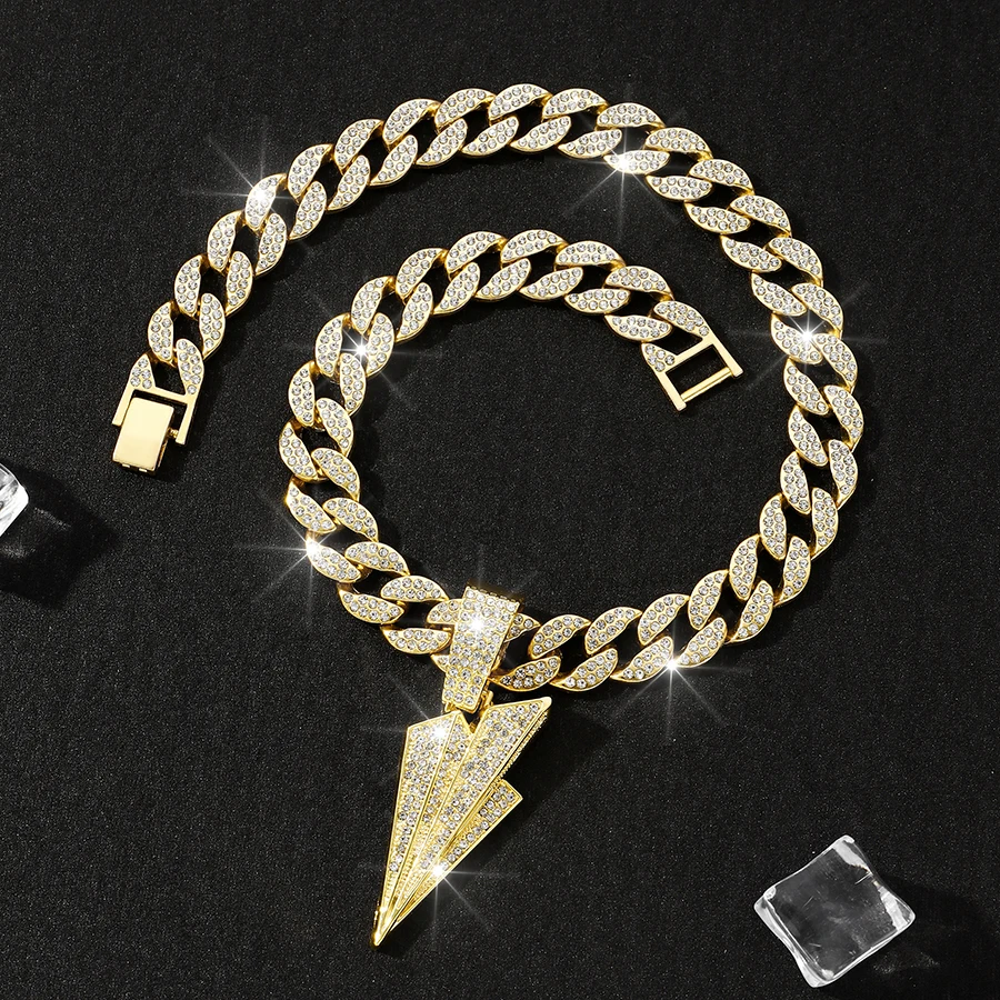 Shiny Jewelers Full Diamonds Mens ICED Out Hip HOP CZ Pendant 15mm Cuban Chain Necklace Set