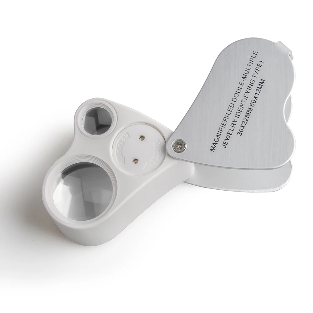 Factory wholesale magnifying jar 30x 60x magnifier loupe jewelry with light