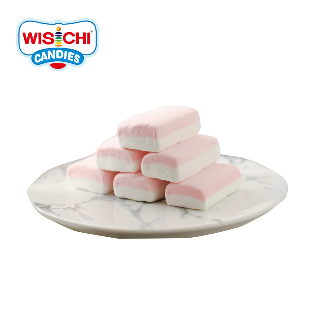 Free sample custom rectangle marshmallow soft pink fluffy white pop marshmallow