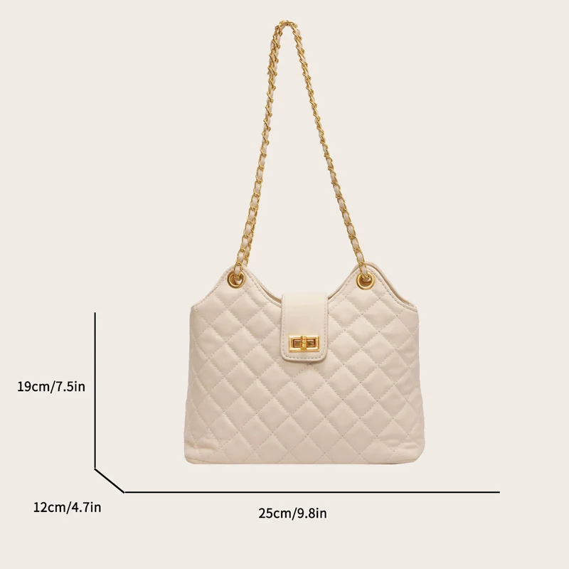 Luxury 2023 Chain Shoulder Bags Leather Handbag Single Lady Handbag for Girls Designer Lattice with Hasp Polyester for Women