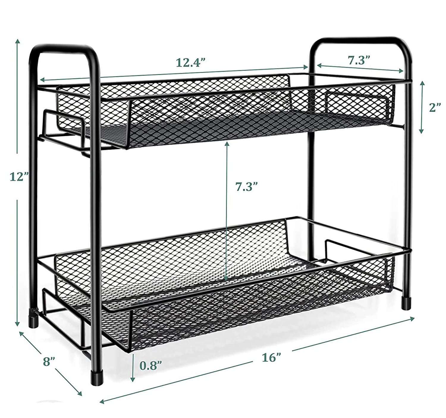 Kitchen Cabinet Bathroom Makeup Living Room Pantry 2-Tier Countertop Spice Rack Organizer Stainless Steel Spice Rack