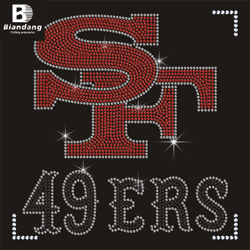 Manufactures Colorful NFL Logo Rhinestones Clothing Rhinestone Transfer for T-shirt Custom