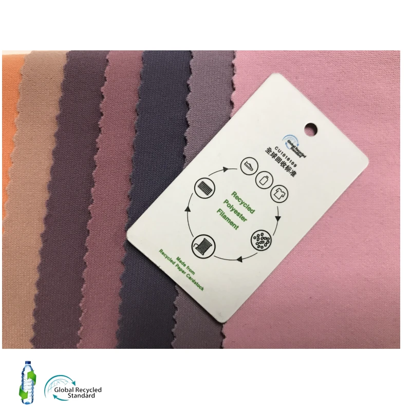 Eco-friendly recycled t shirts leggings swimwear fabric made from recycled plastic bottles rpet repreve pet polyester fabric