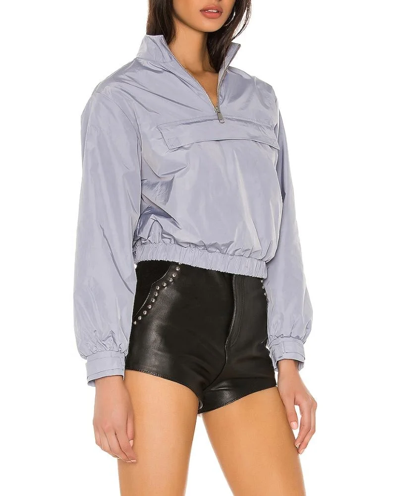 
100% polyester Autumn Spring season women cool fashion pullover jacket windbreaker with 1/4 zipper front 