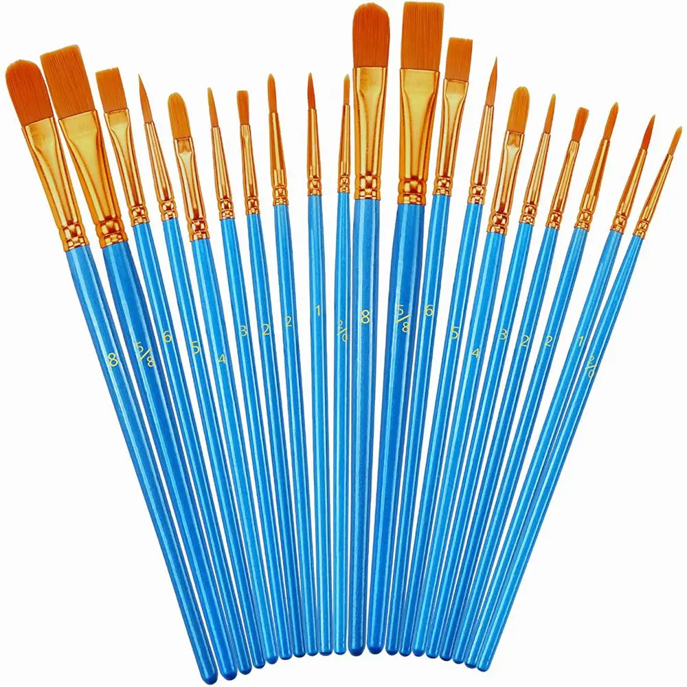Professional 20pack wood paint brushes set for art acrylic painting portable oil painting brushes with handle