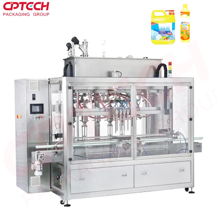 Automatic Liquid Detergent Liquid Soap Production Line 6/8/10/12/14 heads High Speed Filling Machine