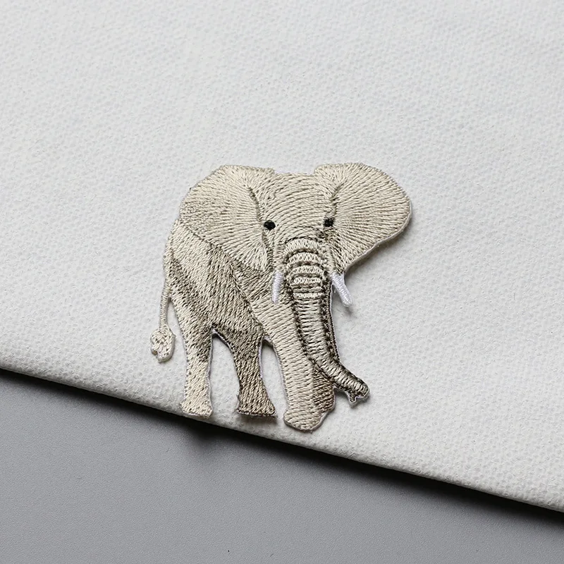 Tiger Elephant Giraffe zebra embroidery patches adhesive backing, hot melt adhesive tape press heat iron on patch for clothes