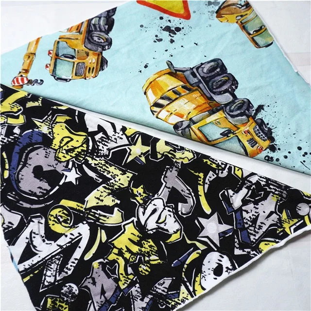 Mango 95 cotton 5 spandex custom digital print design cotton Lycra fabric for baby cloth 260-280gsm