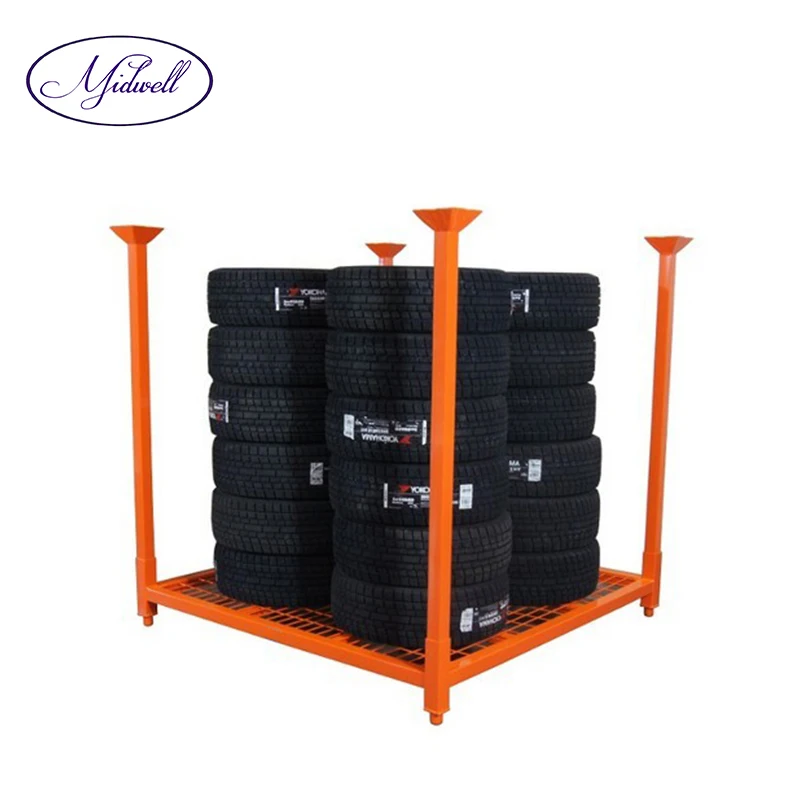 PCR Car Tyre Pallet Racking Wire Mesh Truck Tire Rack Truck Heavy Duty Stackable Detachable Warehouse Racking