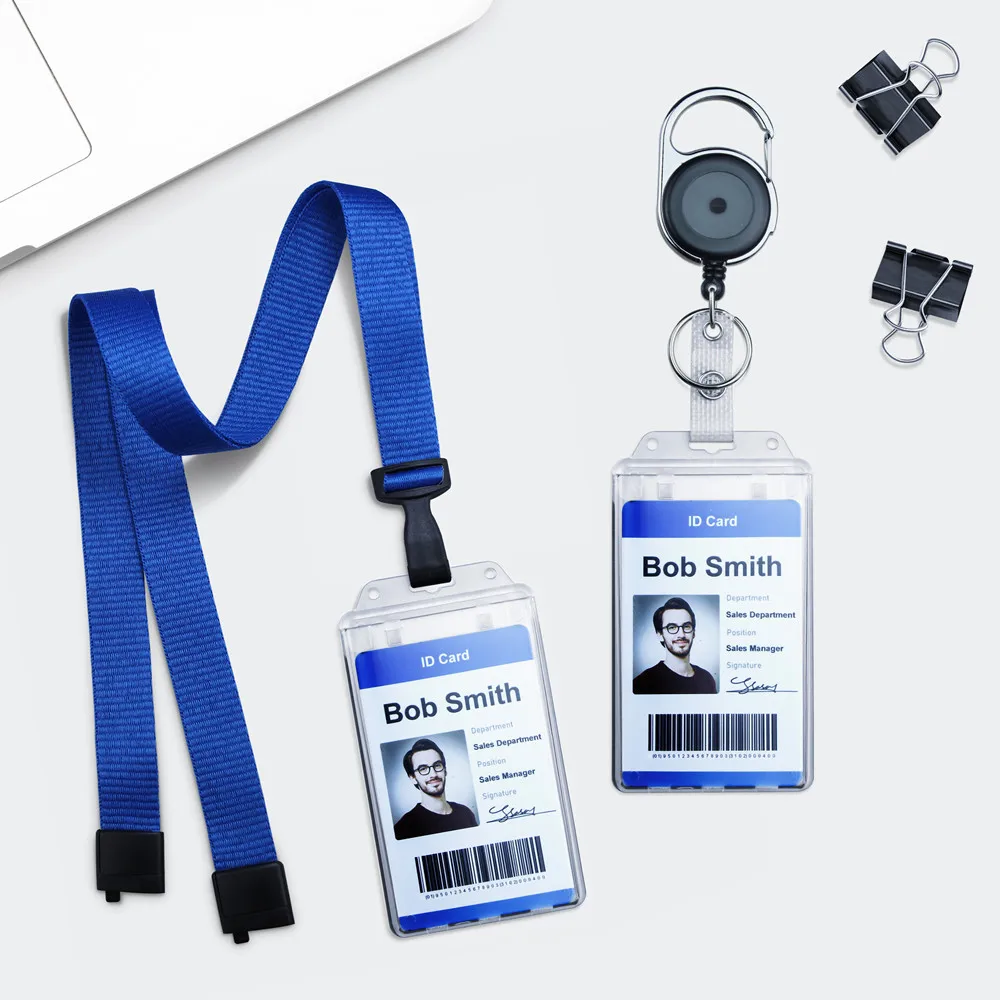 Bestom Fashionable Clear Vertical Hard ABS Plastic Card Holder Waterproof Business Card Holder with Lock for Nurses Accessories